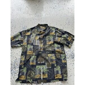Tommy Bahama Silk Button Up Shirt Palm Tree Print‎ Tropical Mens Size M